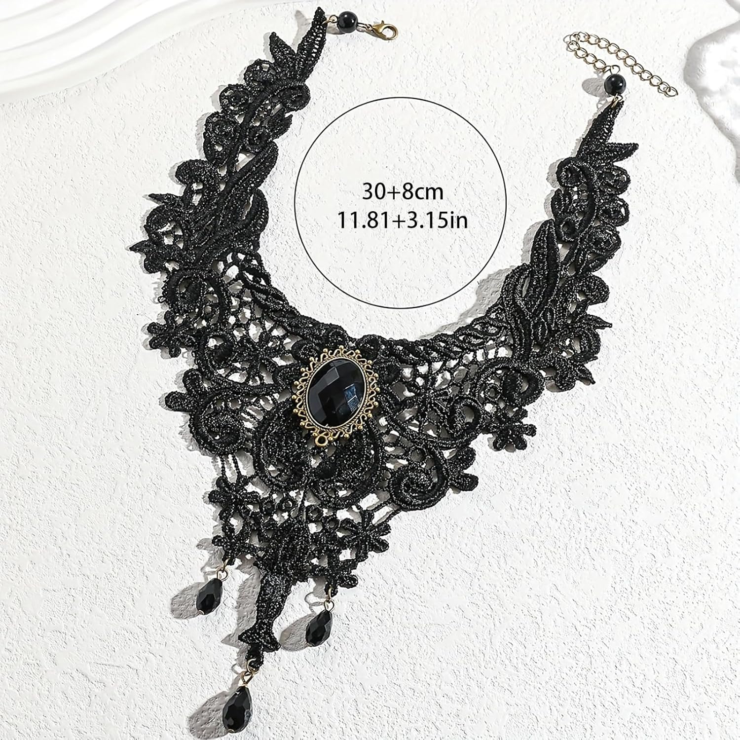 Fesciory Black Necklaces for Women, Adjustable Layered Velvet Leather Lace Collar Necklace, Goth Jewelry Gifts.