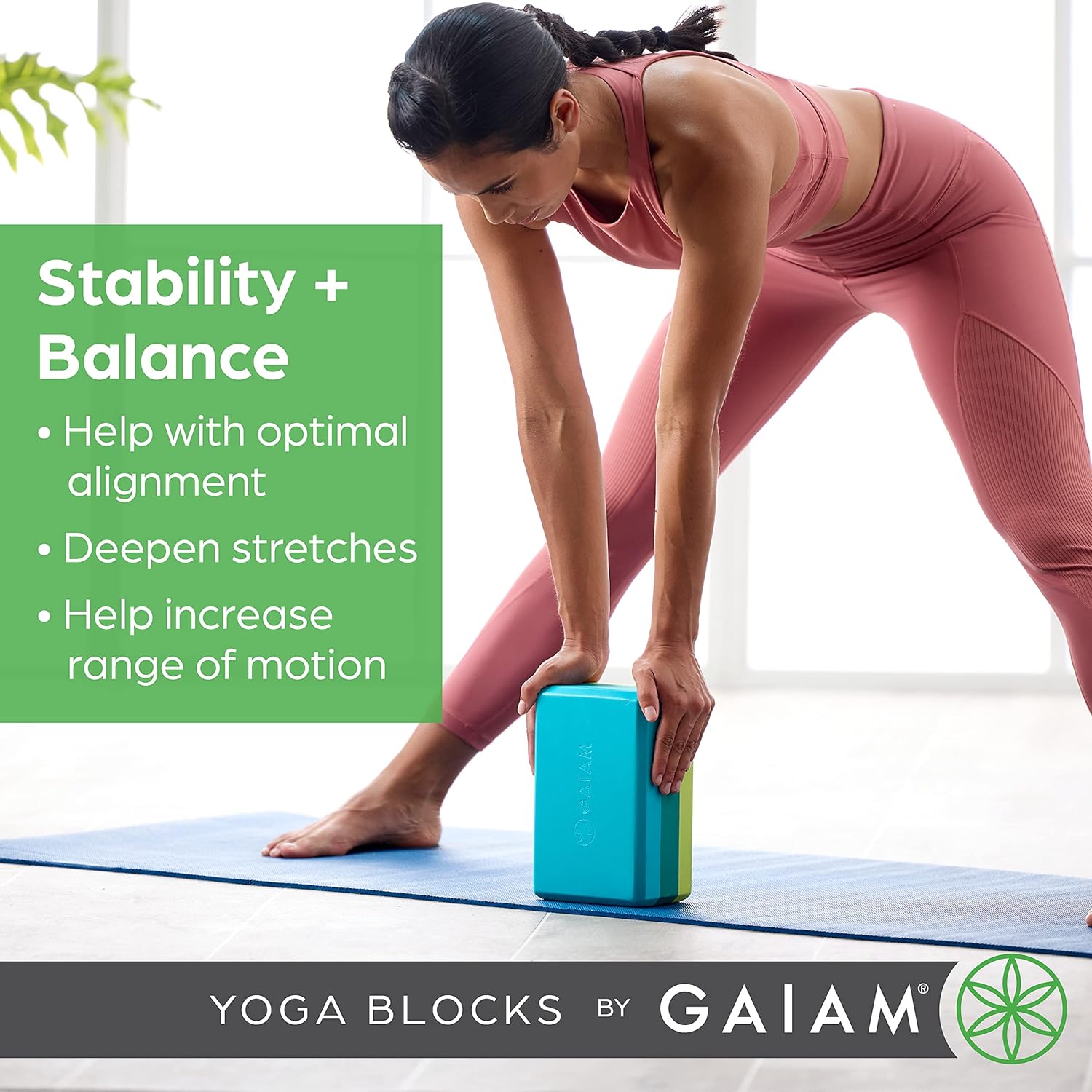 Gaiam Yoga Block - Supportive Latex-Free Eva Foam - Soft Non-Slip Surface with Beveled Edges for Yoga, Pilates, Meditation - Yoga Accessories for Stability, Balance, Deepen Stretches