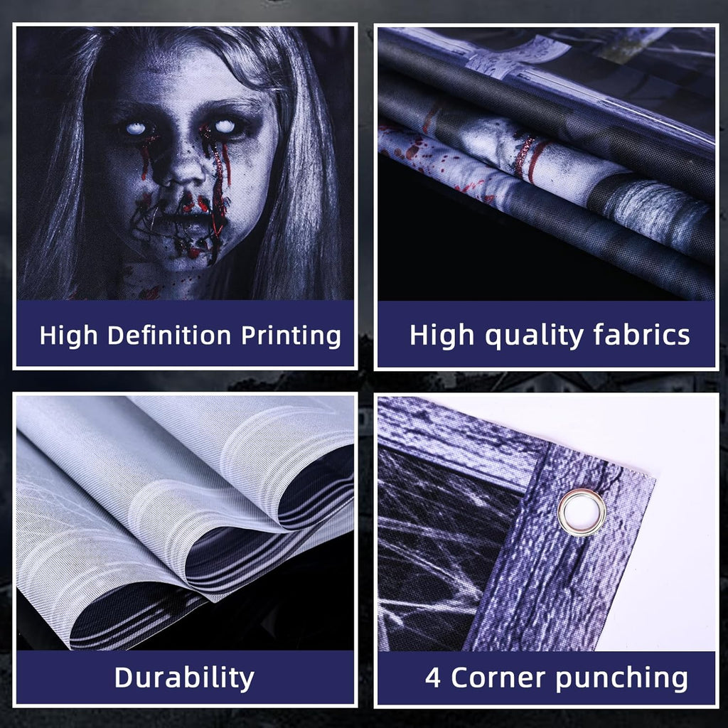 EDYCON 2 Pack Halloween Ghost Curtain Decorations Halloween Window Scary Female Ghost Window Cover Halloween Poster for Indoor Outdoor Party Decor (Female Ghost)