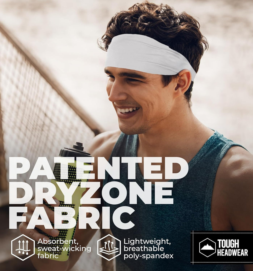 Tough Outfitters Headband for Men - Mens Headbands - Working Out Sports Performance Head Bands - Athletic Cycling Running Sweat Band, Football Headbands - Sweat Bands Men/Women