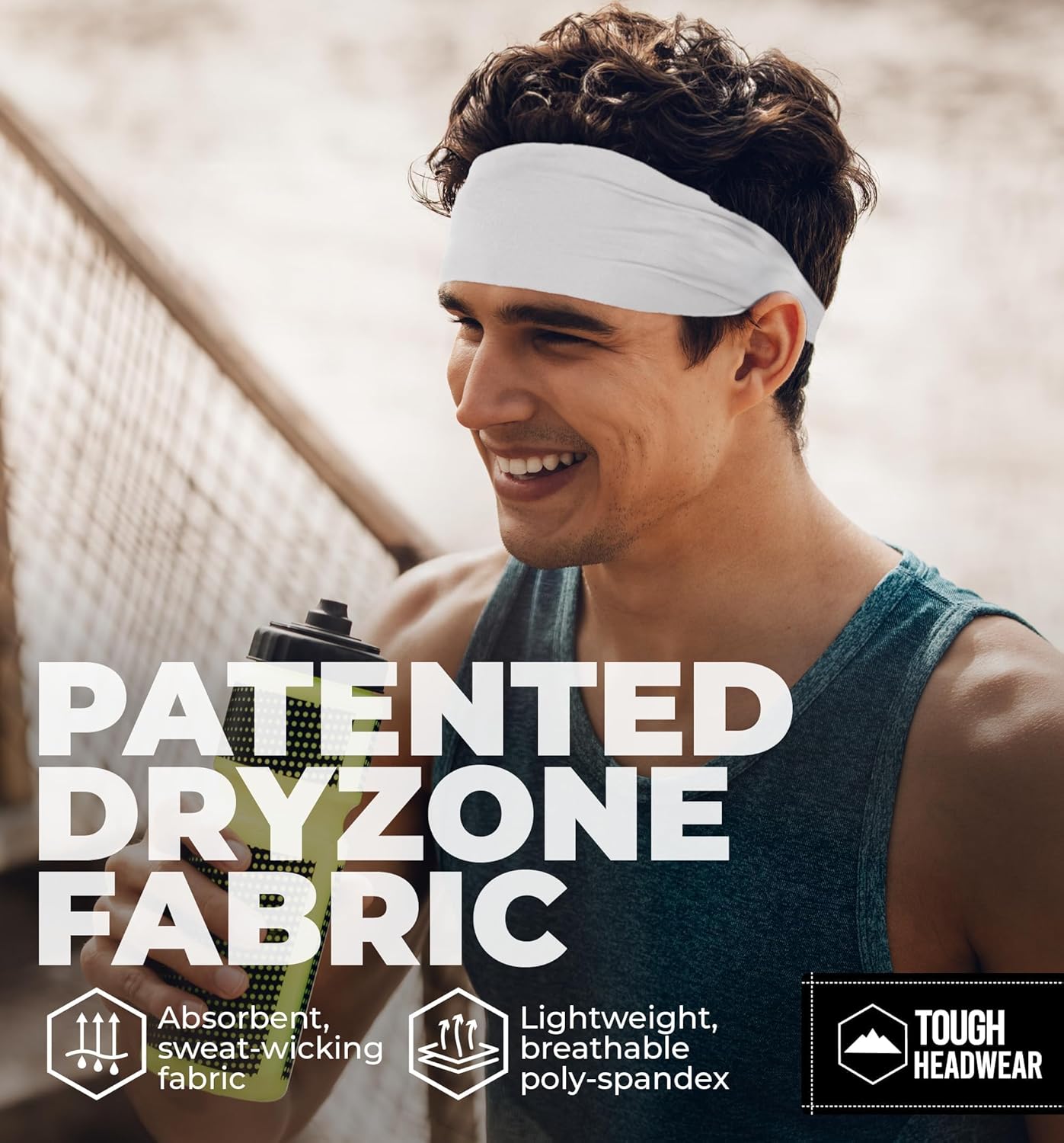 Tough Outfitters Headband for Men - Mens Headbands - Working Out Sports Performance Head Bands - Athletic Cycling Running Sweat Band, Football Headbands - Sweat Bands Men/Women