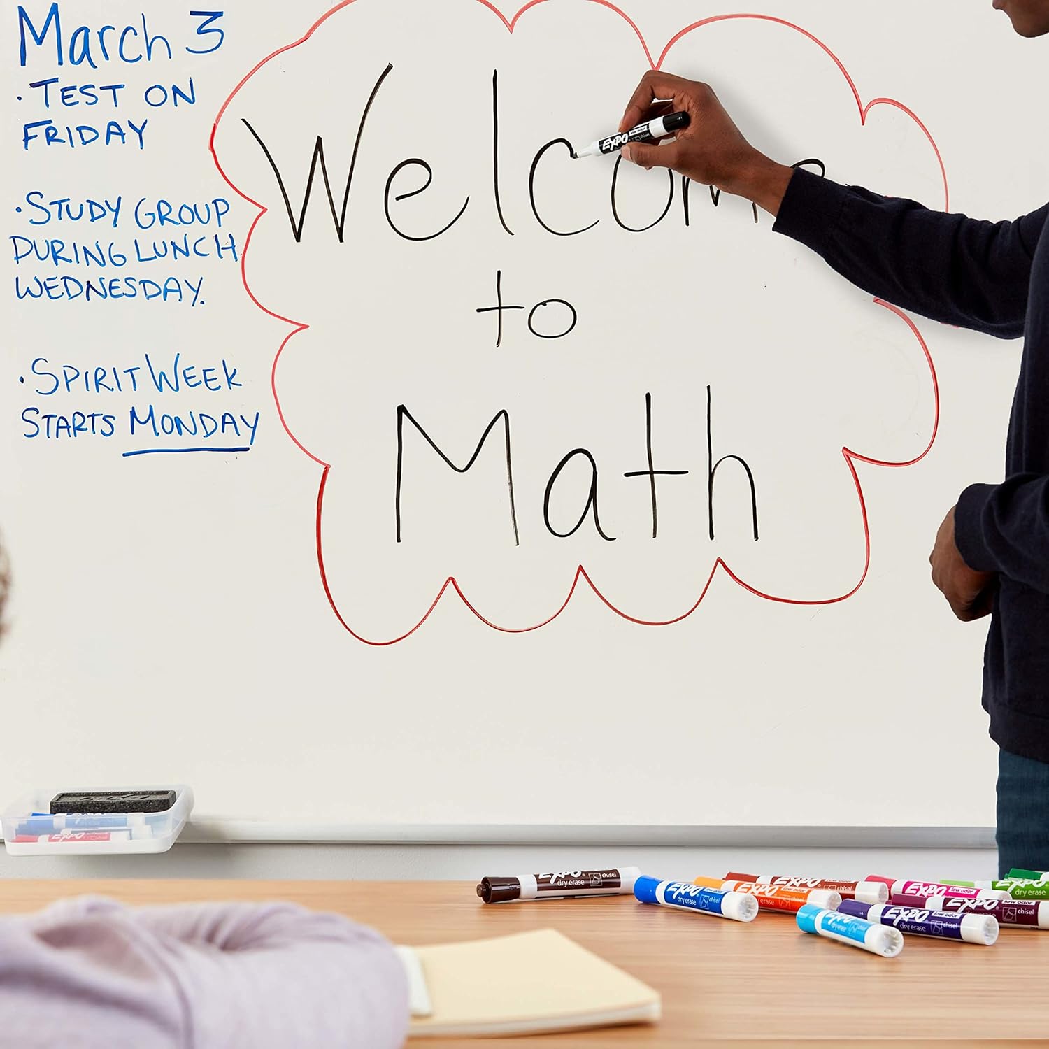 EXPO Dry Erase Markers, Low Odor Ink, Assorted Colors, Chisel Tip, 12 Count - Easily Erases, Vibrant Ink, Ideal for Classroom, Back to School Supplies, Teachers, Office, Whiteboard & Home