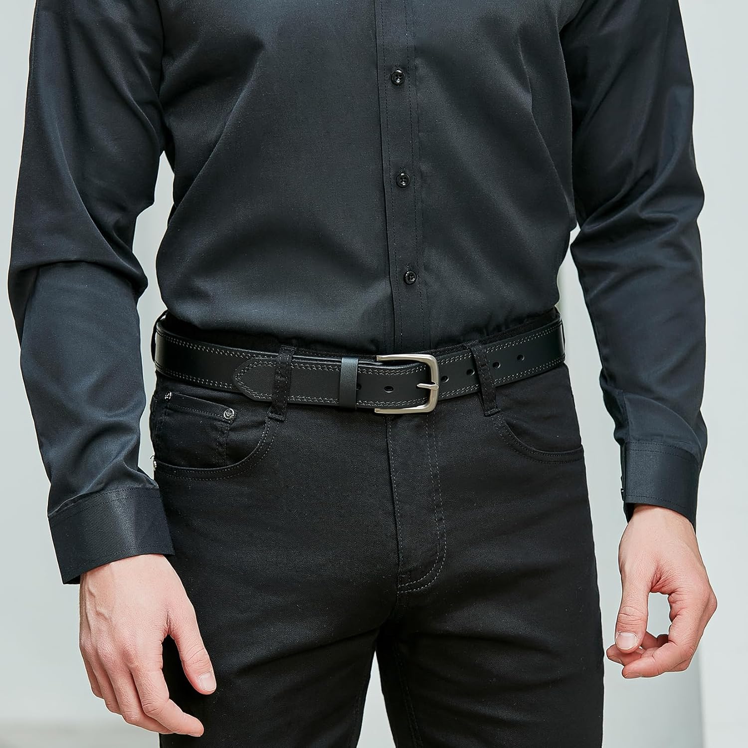 VATAN Men's Genuine Leather Casual Every Day Jeans Belts, Handmade Men Leather Belt with Gift Box