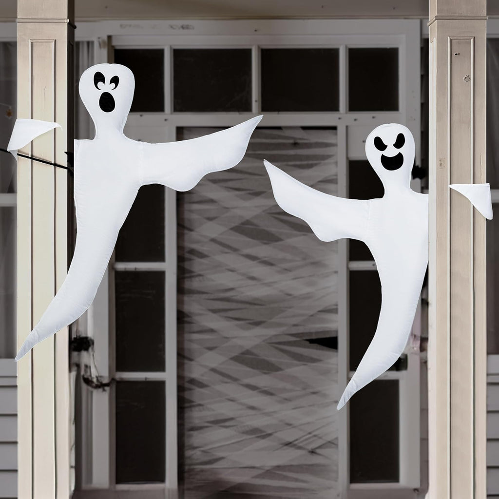JOYIN 2 Pcs 53" Halloween Decoration Outdoor, Halloween Bendable Hanging Ghost for Lawn, Tree, Pilar Decorations, Tree Wrap Ghost Party Supplies