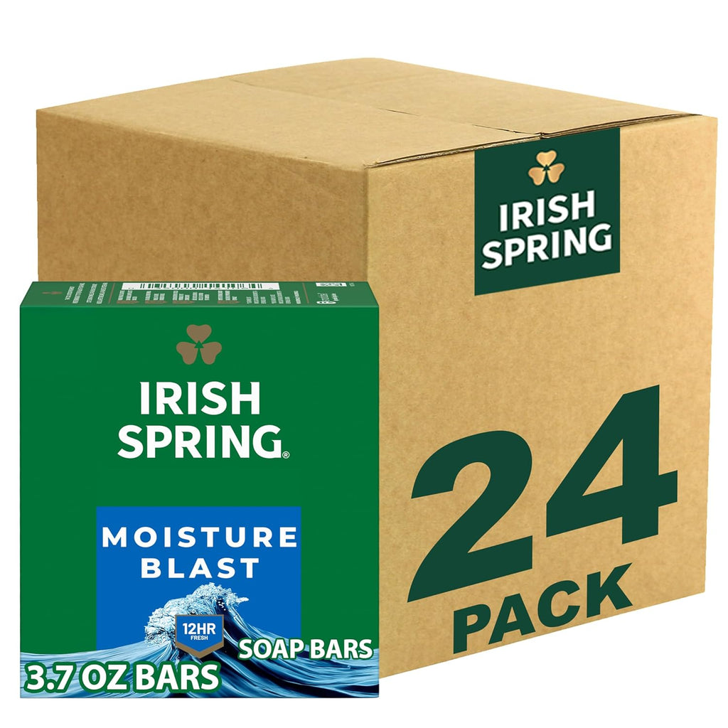 Irish Spring Bar Soap for Men, Original Clean, Smell Fresh and Clean for 12 Hours, Men Soap Bars for Washing Hands and Body, Mild for Skin, Recyclable Carton, 3.7 Ounce - 3 Count (Pack of 8)