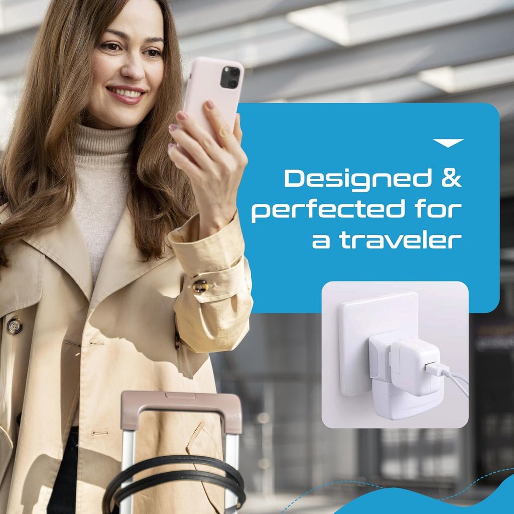 Ceptics Universal Travel Adapter, 35W International Power Adapter with PD & QC 3.0 Dual USB-C, 3 USB Travel Adapter Worldwide, Type I C G A Outlets 110V 220V A/C - EU Euro US UK (11-KU)