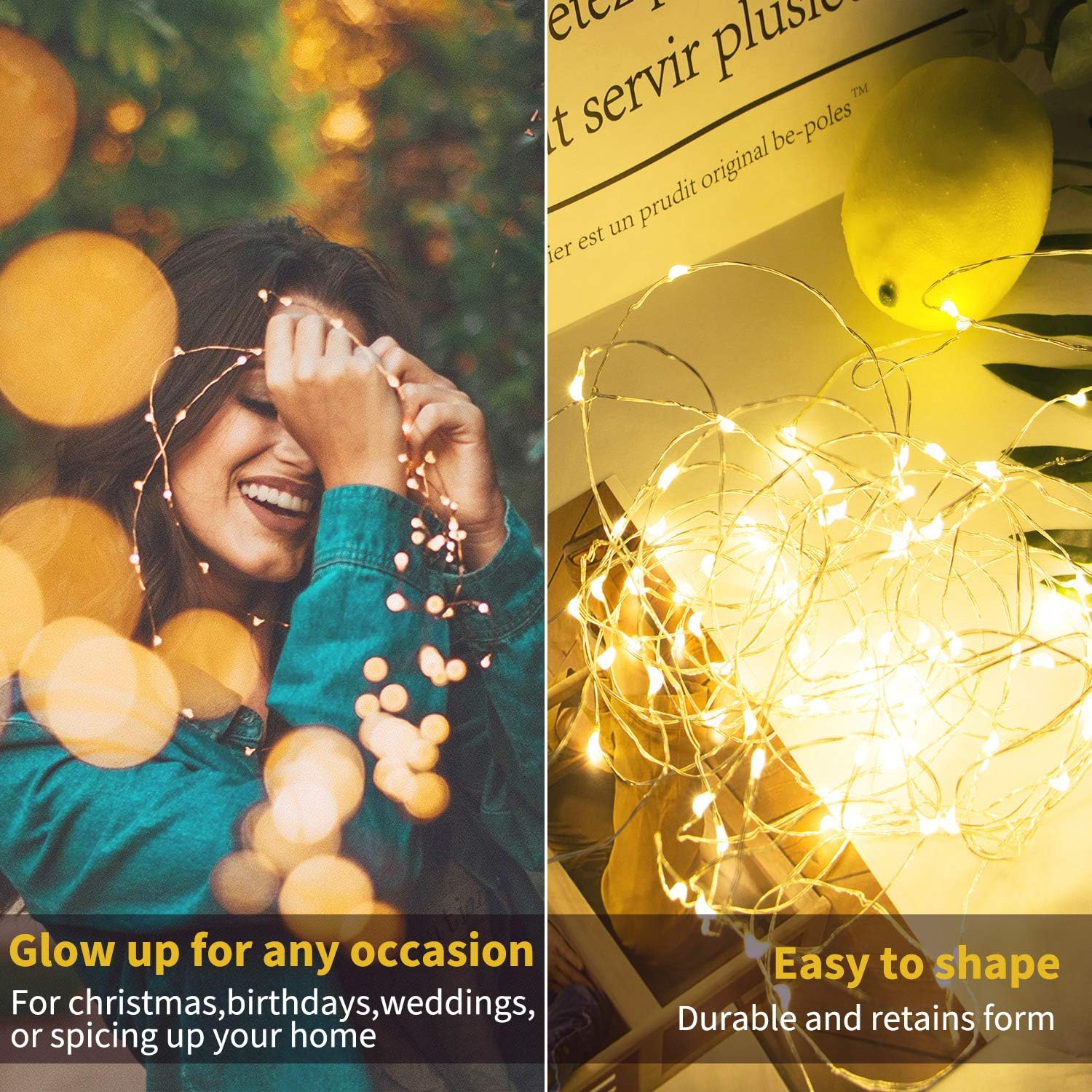 Brightown 12 Pack LED Fairy Lights Battery Operated String Lights - 7ft 20LED Waterproof Silver Wire Firefly Starry Moon Lights for DIY Crafts Wedding Table Centerpieces Party Bedroom Christmas