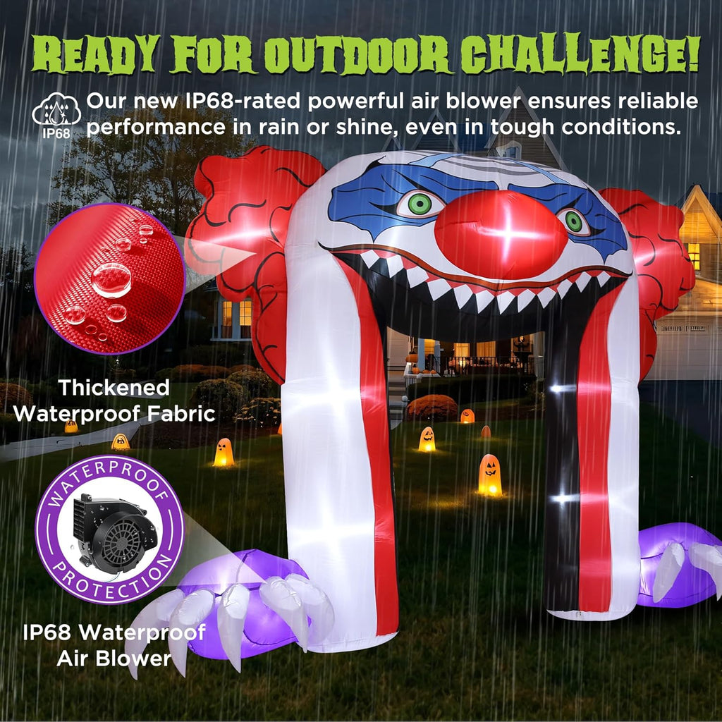 ZPISF Giant 10 FT Halloween Inflatables Clown Archway Outdoor Decorations, Scary Halloween Arch Blow Up Yard Decorations for Front Yard Lawn Garden Decor