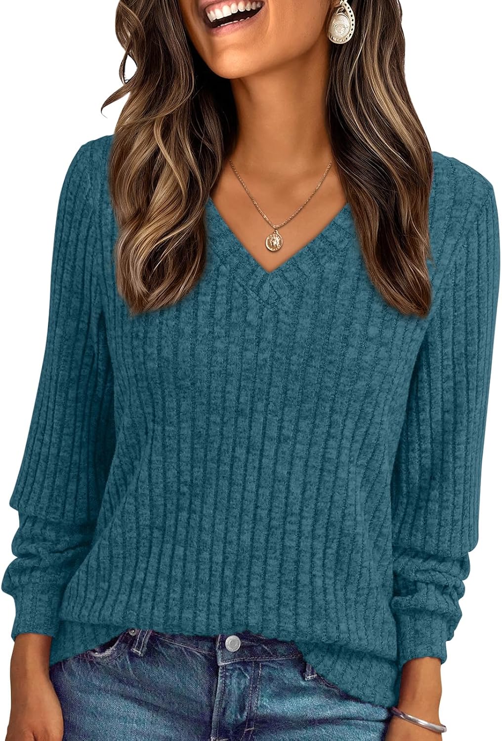 AUTOMET Womens V Neck Long Sleeve Shirt Fall Fashion Tops Tunic Dressy Casual Sweater Clothes Cute Trendy Work Outfits 2025