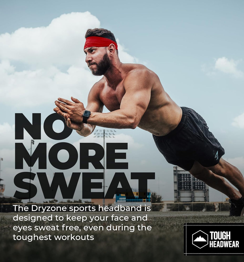 Tough Outfitters Headband for Men - Mens Headbands - Working Out Sports Performance Head Bands - Athletic Cycling Running Sweat Band, Football Headbands - Sweat Bands Men/Women