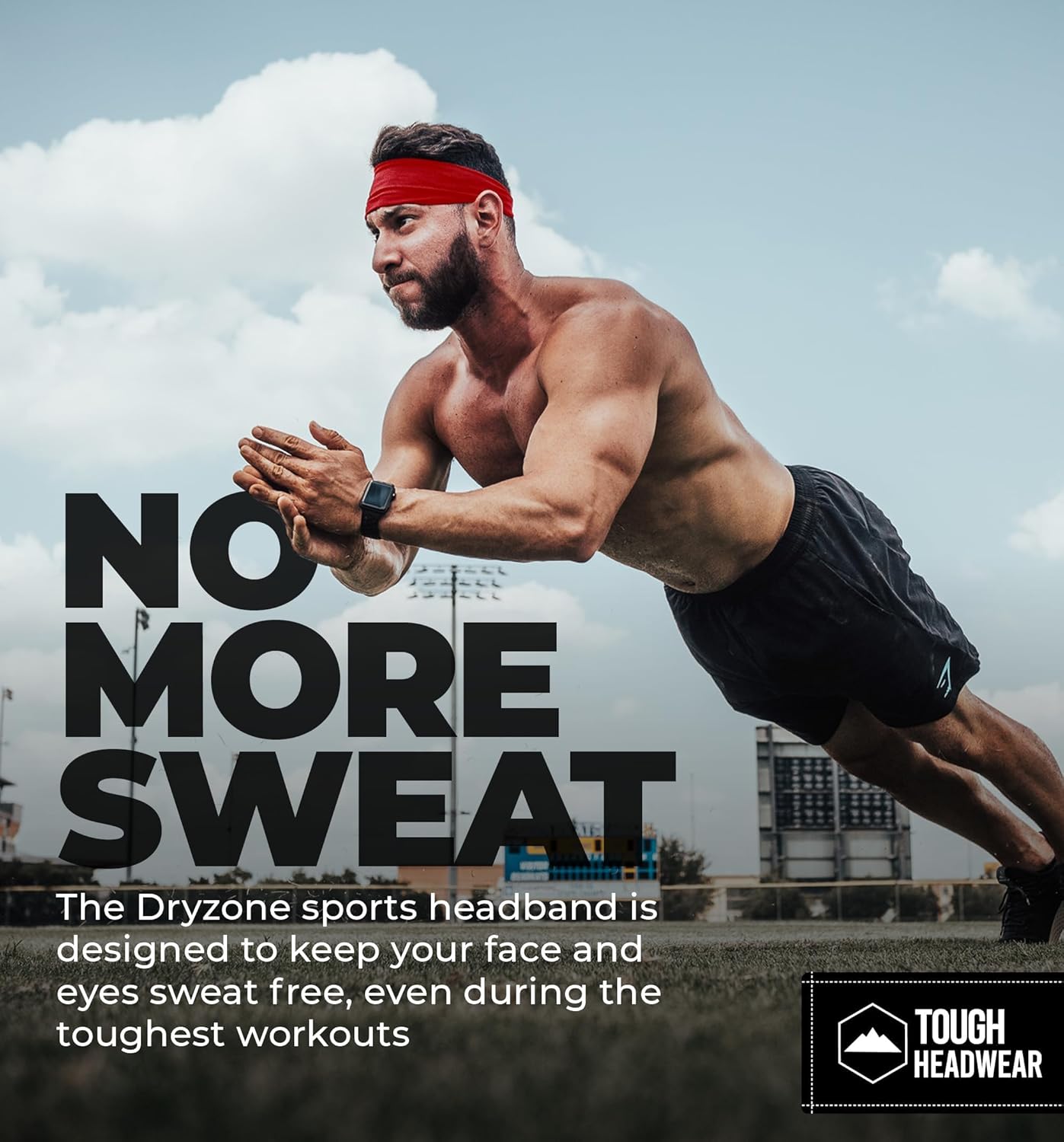 Tough Outfitters Headband for Men - Mens Headbands - Working Out Sports Performance Head Bands - Athletic Cycling Running Sweat Band, Football Headbands - Sweat Bands Men/Women