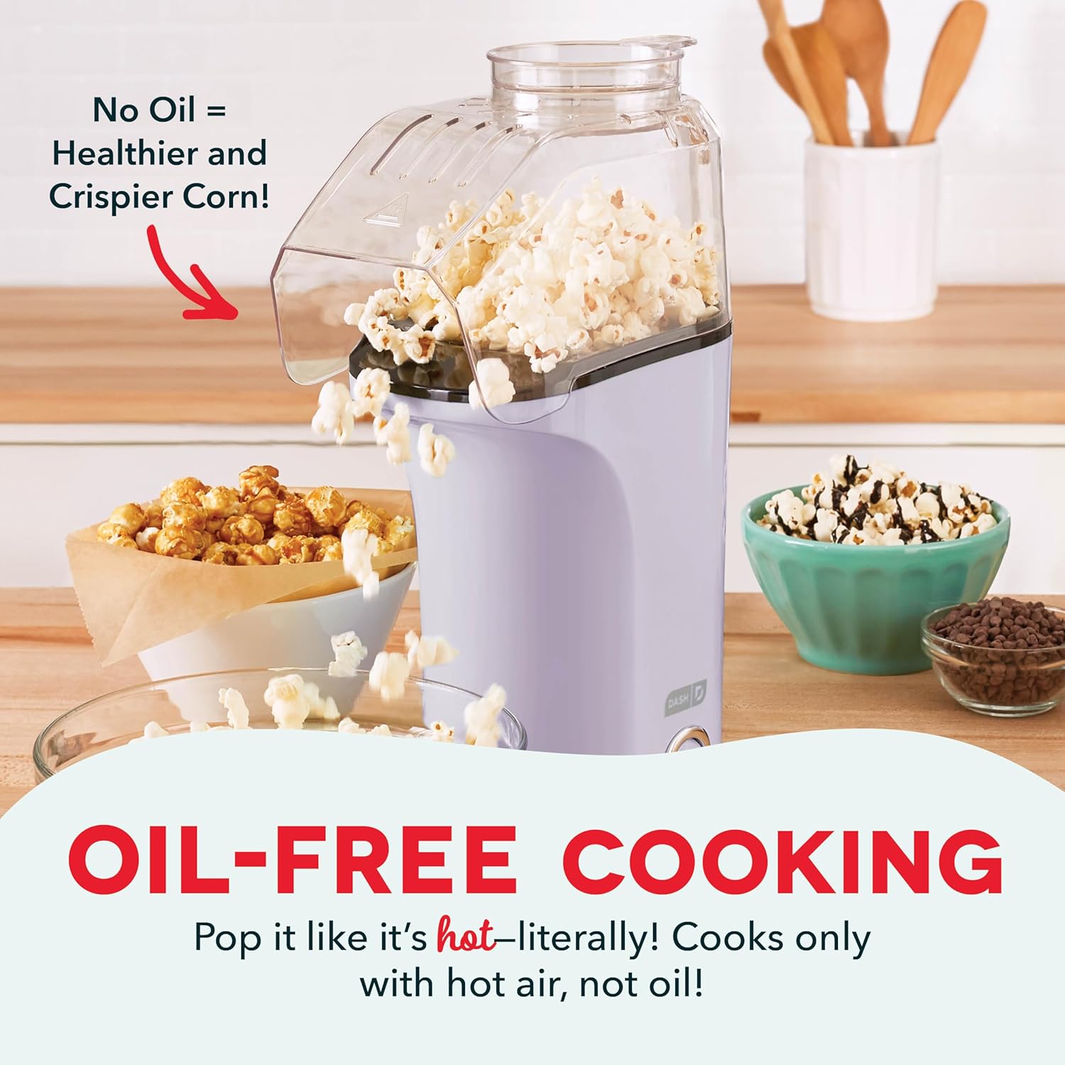 DASH Hot Air Popcorn Popper Maker with Measuring Cup to Portion Popping Corn Kernels + Melt Butter, 16 Cups - Aqua