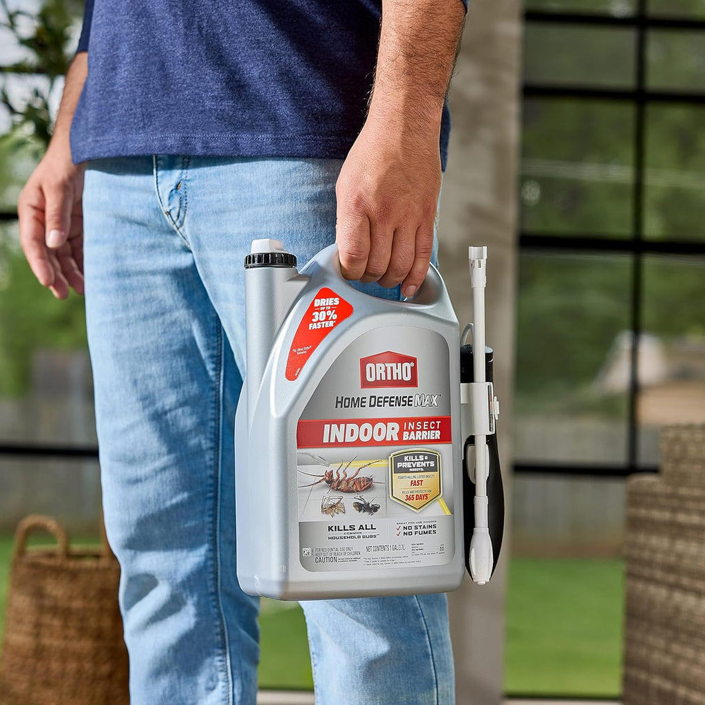 Ortho Home Defense Max Indoor Insect Barrier with Extended Reach Comfort Wand, Kills Ants, Roaches, Spiders, Fleas and Ticks, 1 gal.
