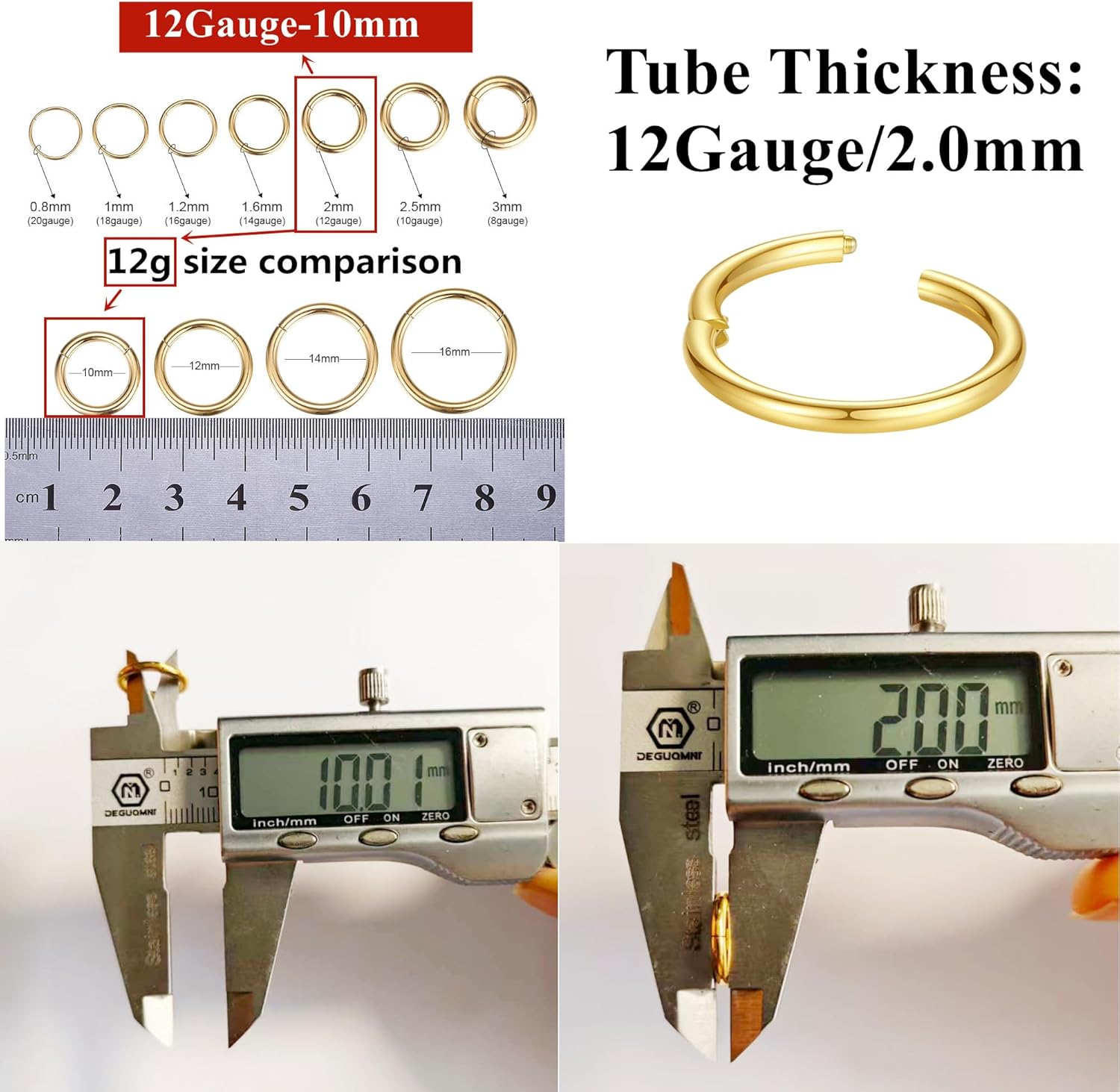 ORANGELOVE Hypoallergenic Nose Rings 20G 18G 16G 14G 12G 10G 8G 316l Surgical Steel Septum Jewelry Hinged Segment Ring Body Piercing Nose Hoop Lip Rings Nose Helix Cartilage Rook Earrings