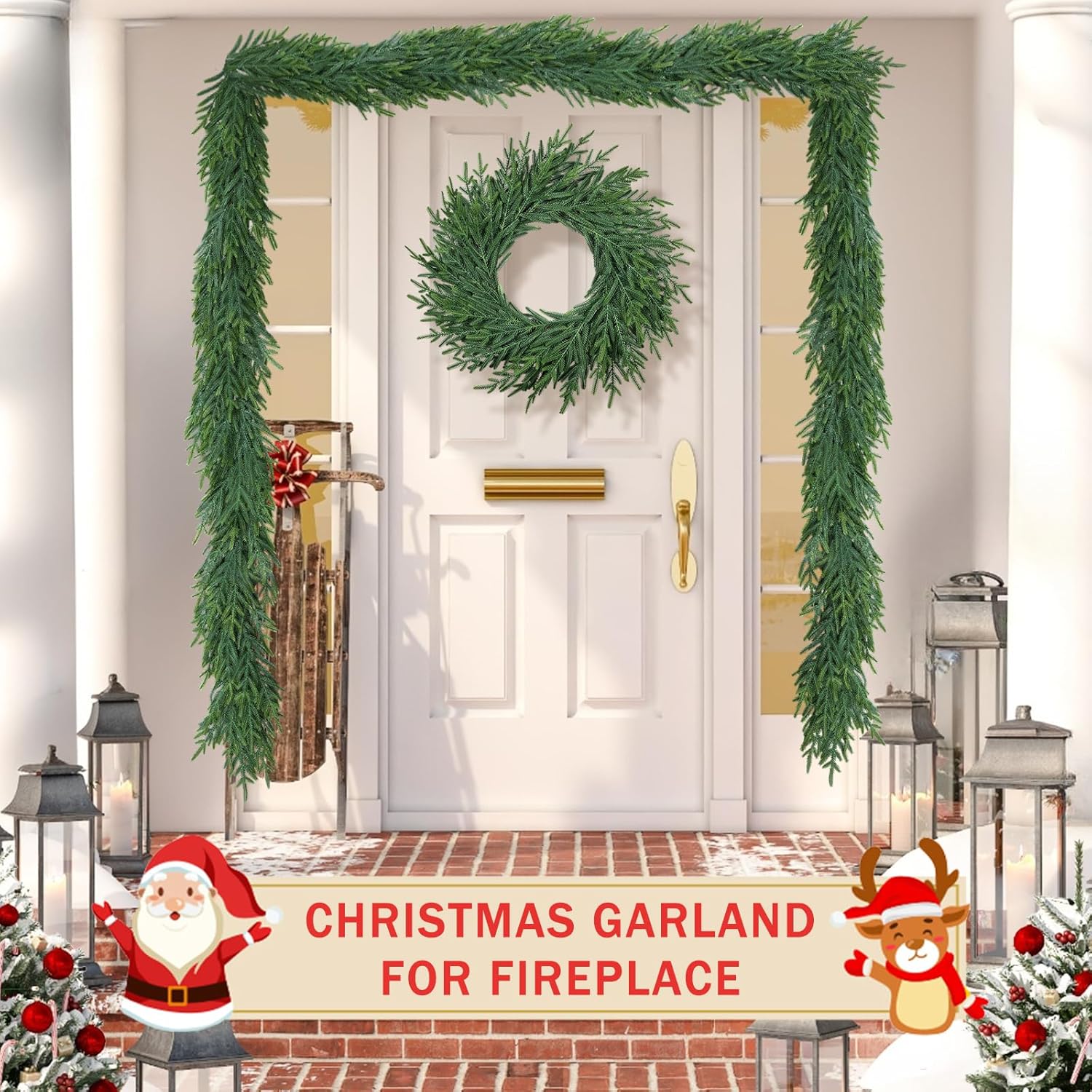 Christmas Cedar Garland for Staircase Real Touch Droopy Bendable Lifelike Faux Xmas Garlands for Decoration Christmas Green Pine Mantle Garland Thanksgiving Table Decorations Outdoor Indoor 5ft