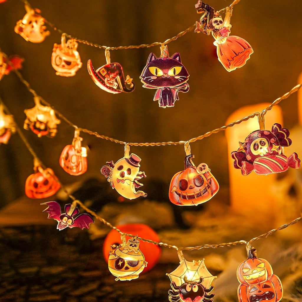 LOLStar Halloween String Lights Decorations, 9.8FT 20 LED Halloween Fairy Lights, Battery Operated (Not Included) with Timer Function and 8 Flashing Modes, Cute Booday Lights 2025 Home Indoor Decor