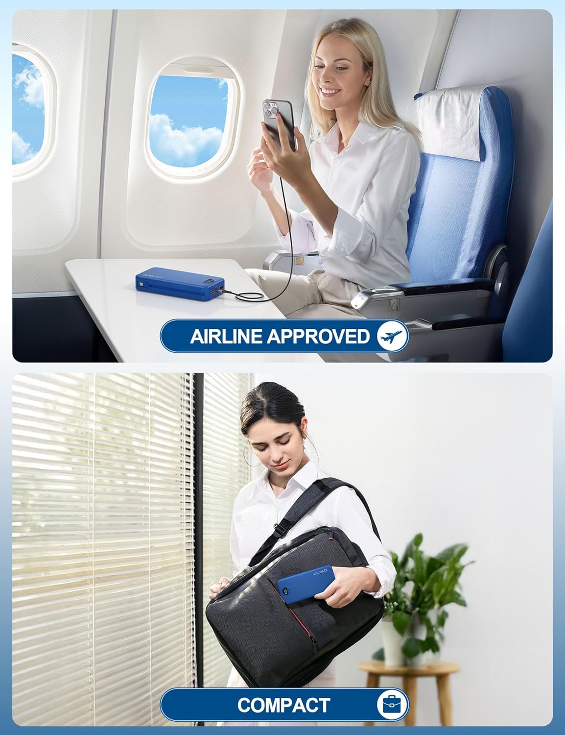 Portable Charger Power Bank, 12000mAh 22.5W USB C Fast Charging with Built-in Cables and Wall Plug, Travel Essential Battery Pack with LED Display for iPhone, iPad, Samsung Pink