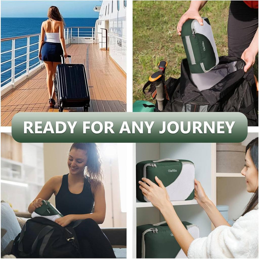 10 Set/8 Set Packing Cubes for Travel, Gifts for Women Mom,Anti-Tearing Suitcase Organizer for Luggage with Shoe & Hanging Toiletry Bag,OlarHike Vacation Essentials & Accessories for Cruise Ship,Cream