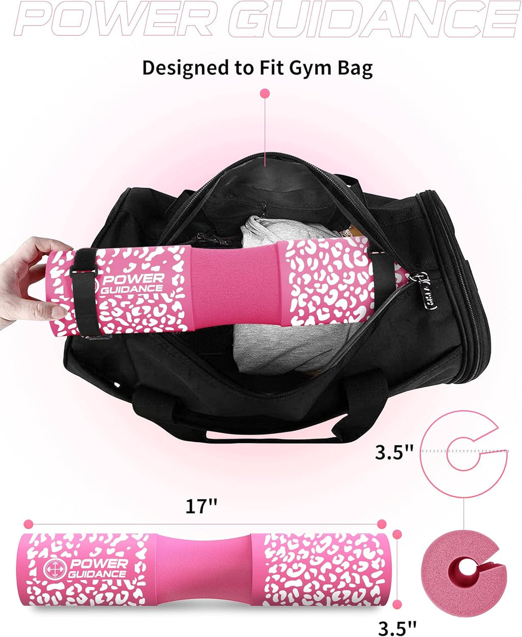 POWER GUIDANCE Barbell Squat Pad - Neck & Shoulder Protective Pad - Great for Squats, Lunges, Hip Thrusts, Weight Lifting & More - Fit Standard and Olympic Bars Perfectly