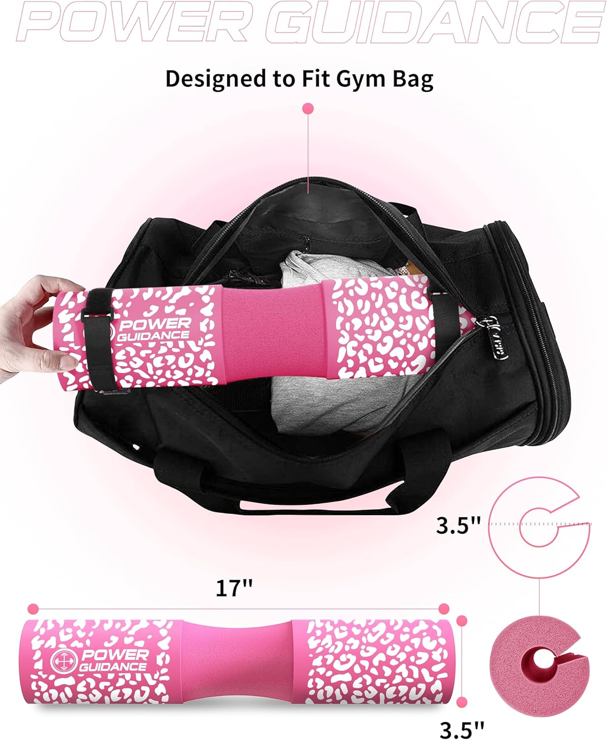 POWER GUIDANCE Barbell Squat Pad - Neck & Shoulder Protective Pad - Great for Squats, Lunges, Hip Thrusts, Weight Lifting & More - Fit Standard and Olympic Bars Perfectly