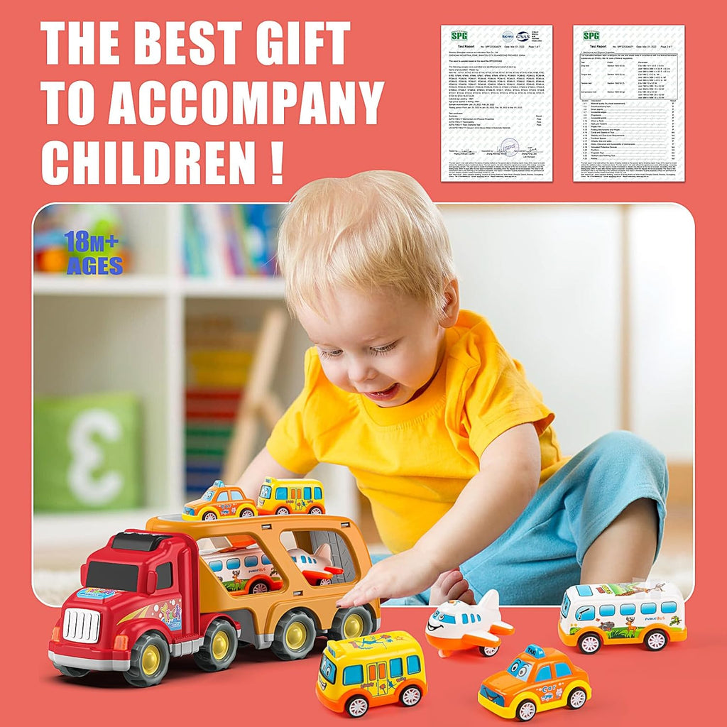 Veslier Construction Truck Toys for Boys Girls Age 1 2 3 4 5 6 Years Old，Carrier Transport Trucks for Kids 1-3 3-5 Year Old，Christmas Birthday Gift Toddler Toys.