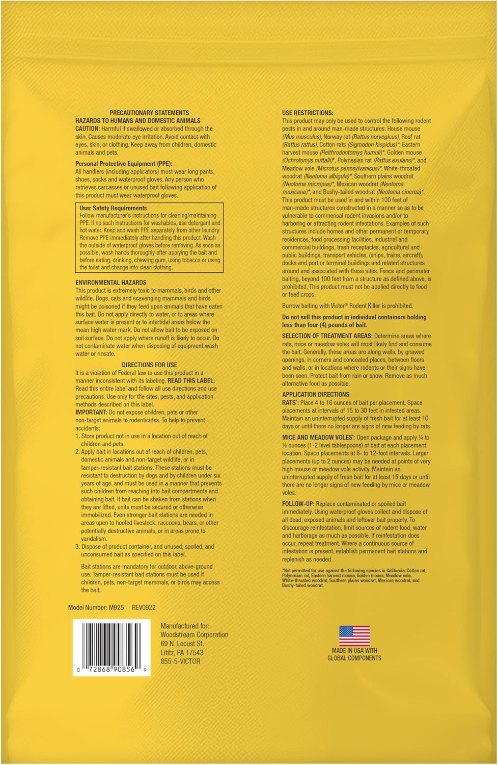 Victor Rat Poisoning for Inside & Outside Use - Kills Rats, Mice, Meadow Voles | Mouse Poisoning for Indoor & Outdoor Areas, Ready-to-Use, 4 lb Bag - M925