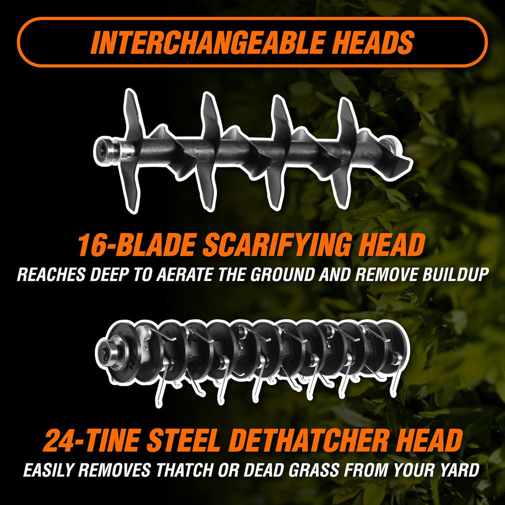 WEN DT1516 16-Inch 15-Amp 2-in-1 Electric Dethatcher and Scarifier with Collection Bag, Black