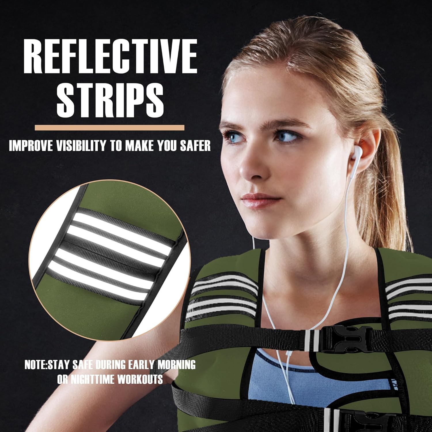 Weighted Vest Men or Women - 5/10/15/20/25/30lbs Weights with Reflective Stripe, Weighted Vest for Workout Equipment for Strength Training Running - Walking Weight Loss