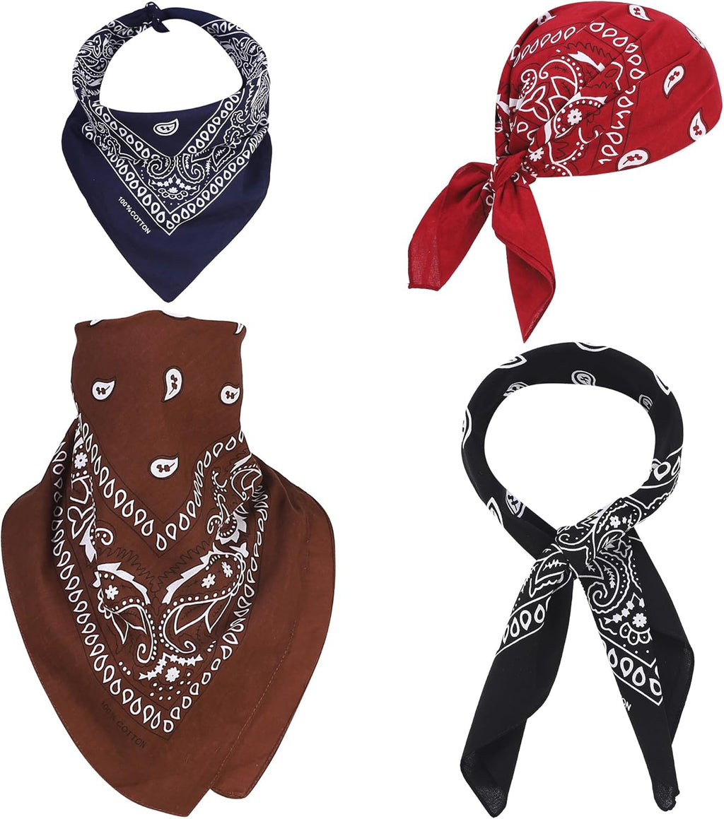 100% Cotton 27" x 27" Large Bandanas for Men & Women, Multi-Purpose Bandana Headbands, Square Head Scarf