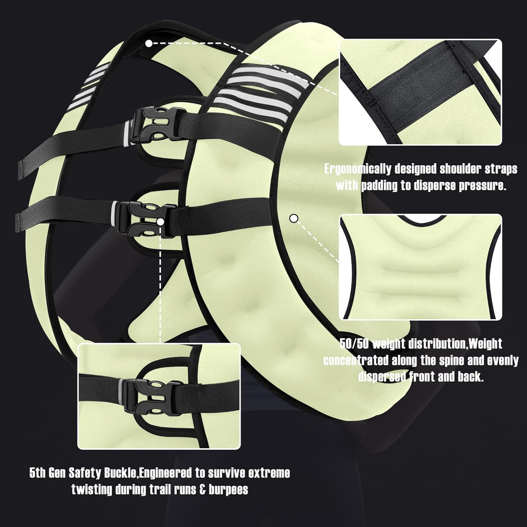 Weighted Vest Men or Women - 5/10/15/20/25/30lbs Weights with Reflective Stripe, Weighted Vest for Workout Equipment for Strength Training Running - Walking Weight Loss