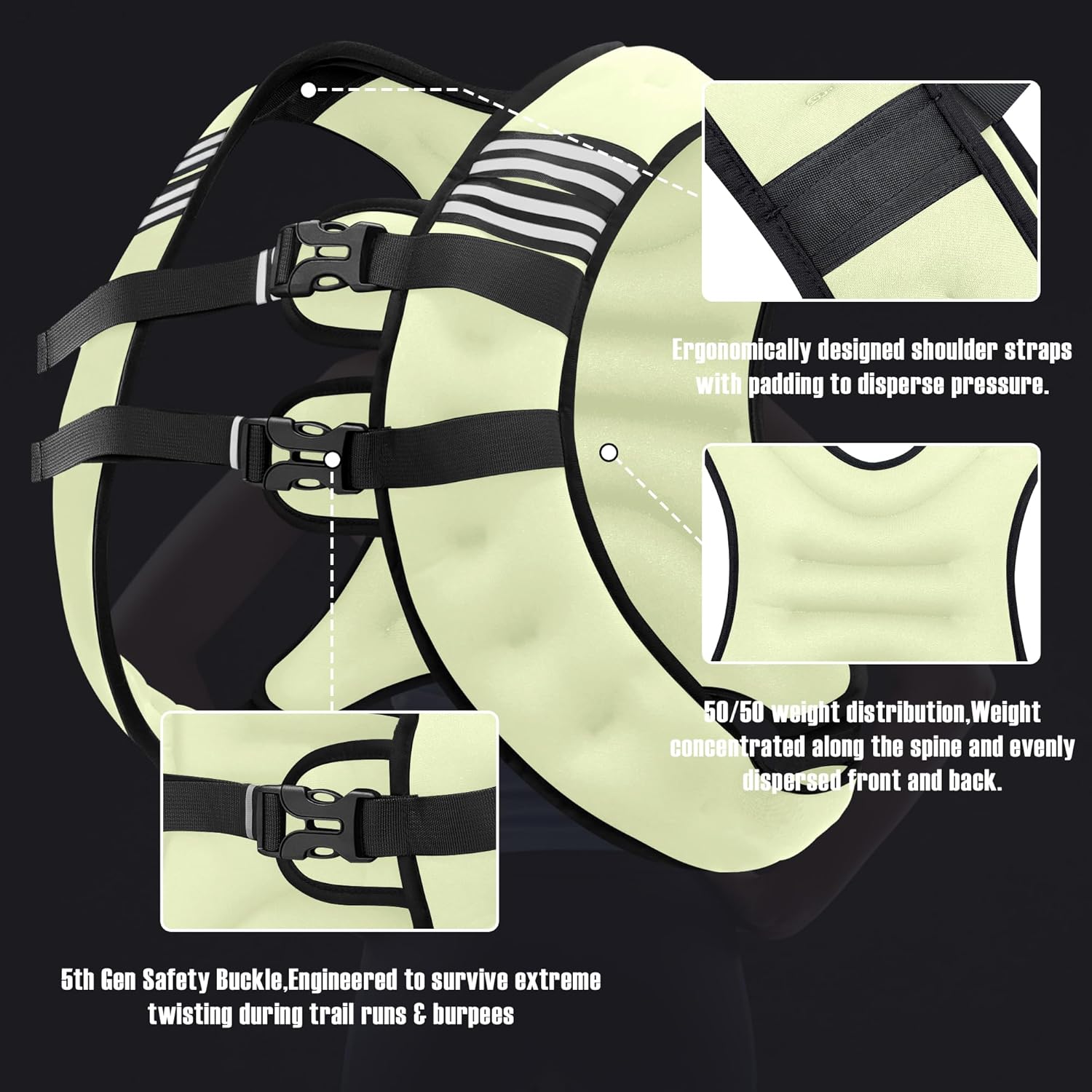 Weighted Vest Men or Women - 5/10/15/20/25/30lbs Weights with Reflective Stripe, Weighted Vest for Workout Equipment for Strength Training Running - Walking Weight Loss