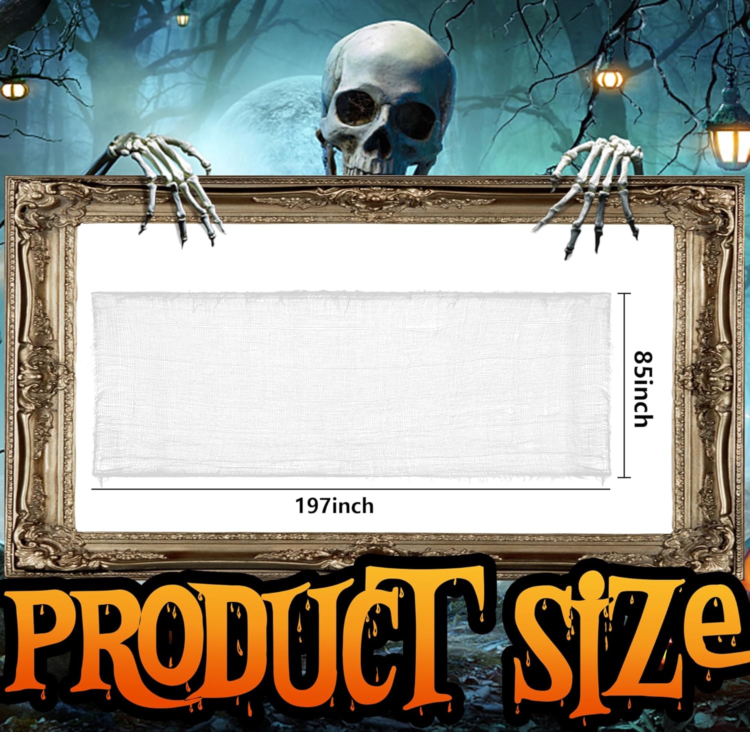 197" x 85" Halloween Creepy Cloth - Halloween Spooky Fabric Cloth - Scary Gauze Blood Creepy Cloth for Haunted House Halloween Party Yard Wall Doorway Outdoors Decoration