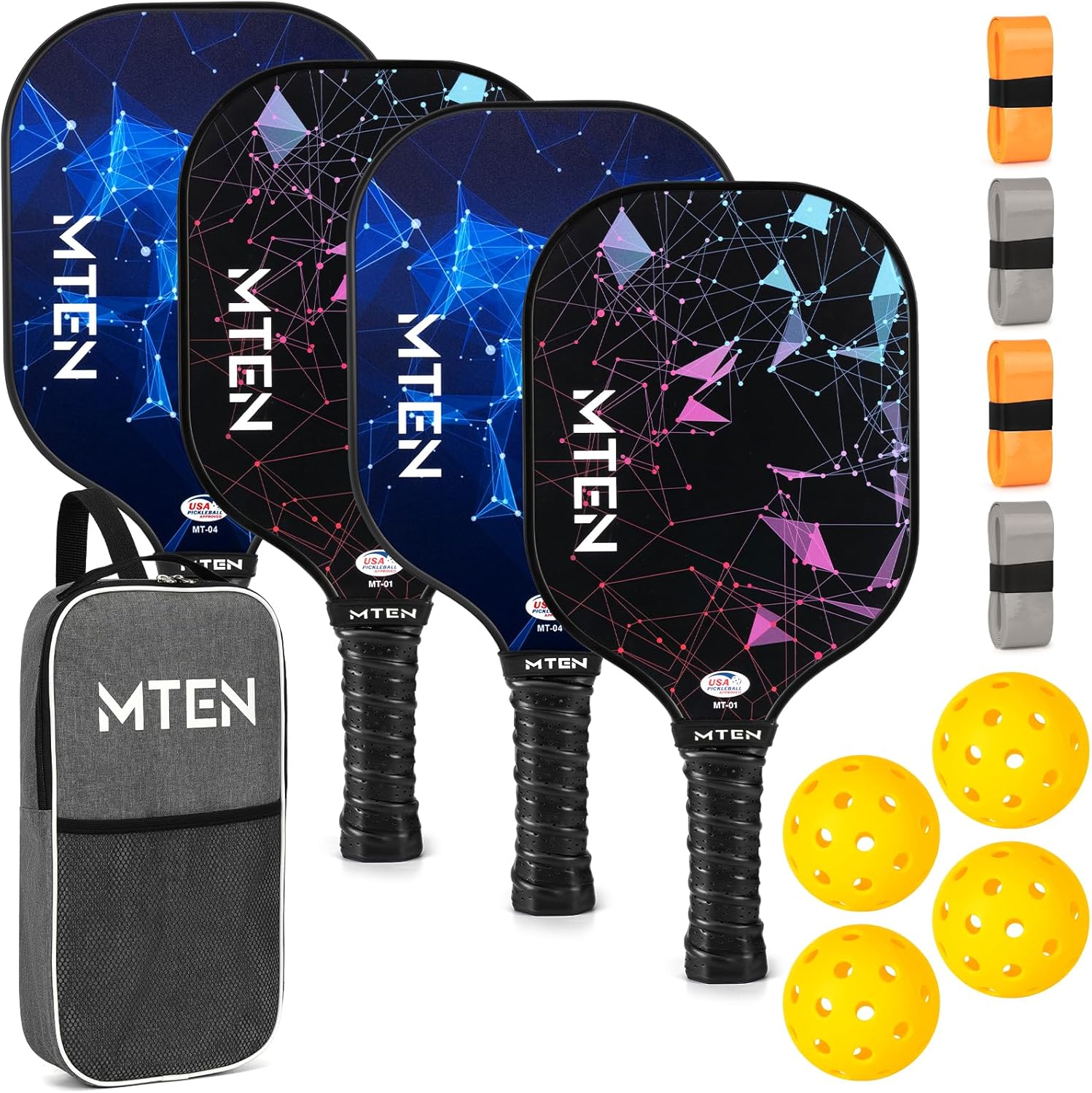 Pickleball Paddles, USAPA Approved Fiberglass Surface Pickleball Set with Pickleball Rackets, Pickleball Paddles Set for Men Women
