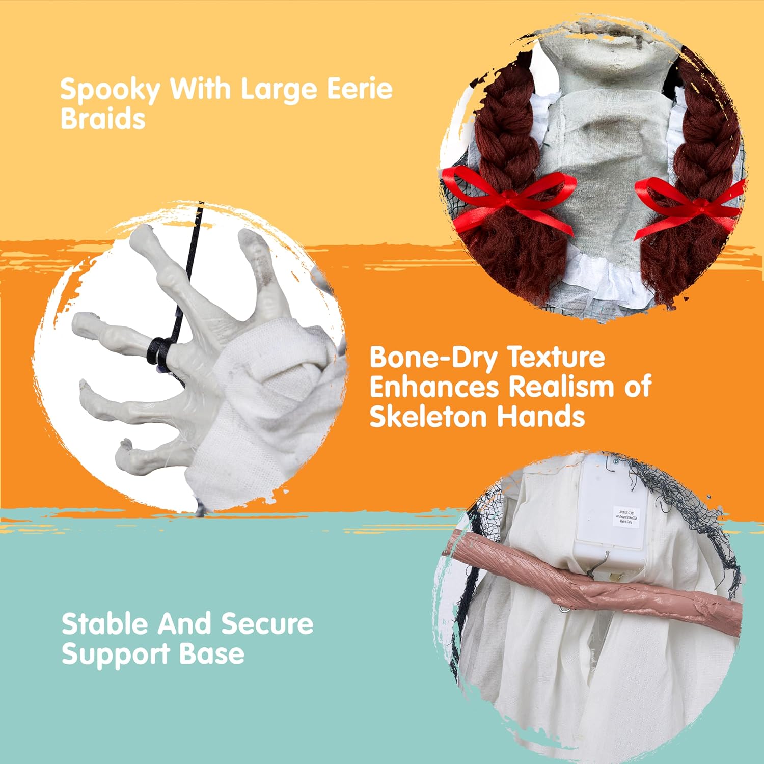 JOYIN Scary Halloween Decorations Outdoor, Halloween Hanging Scary Swing Girl Decorations Winging White Doll with Creepy Sound and Light Up Eyes Sound, Animatronics Hanging Decors Activated