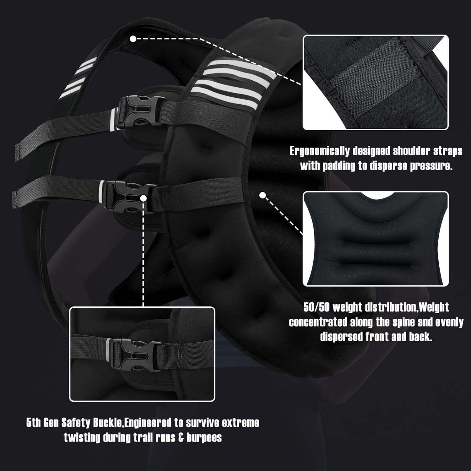 Weighted Vest Men or Women - 5/10/15/20/25/30lbs Weights with Reflective Stripe, Weighted Vest for Workout Equipment for Strength Training Running - Walking Weight Loss