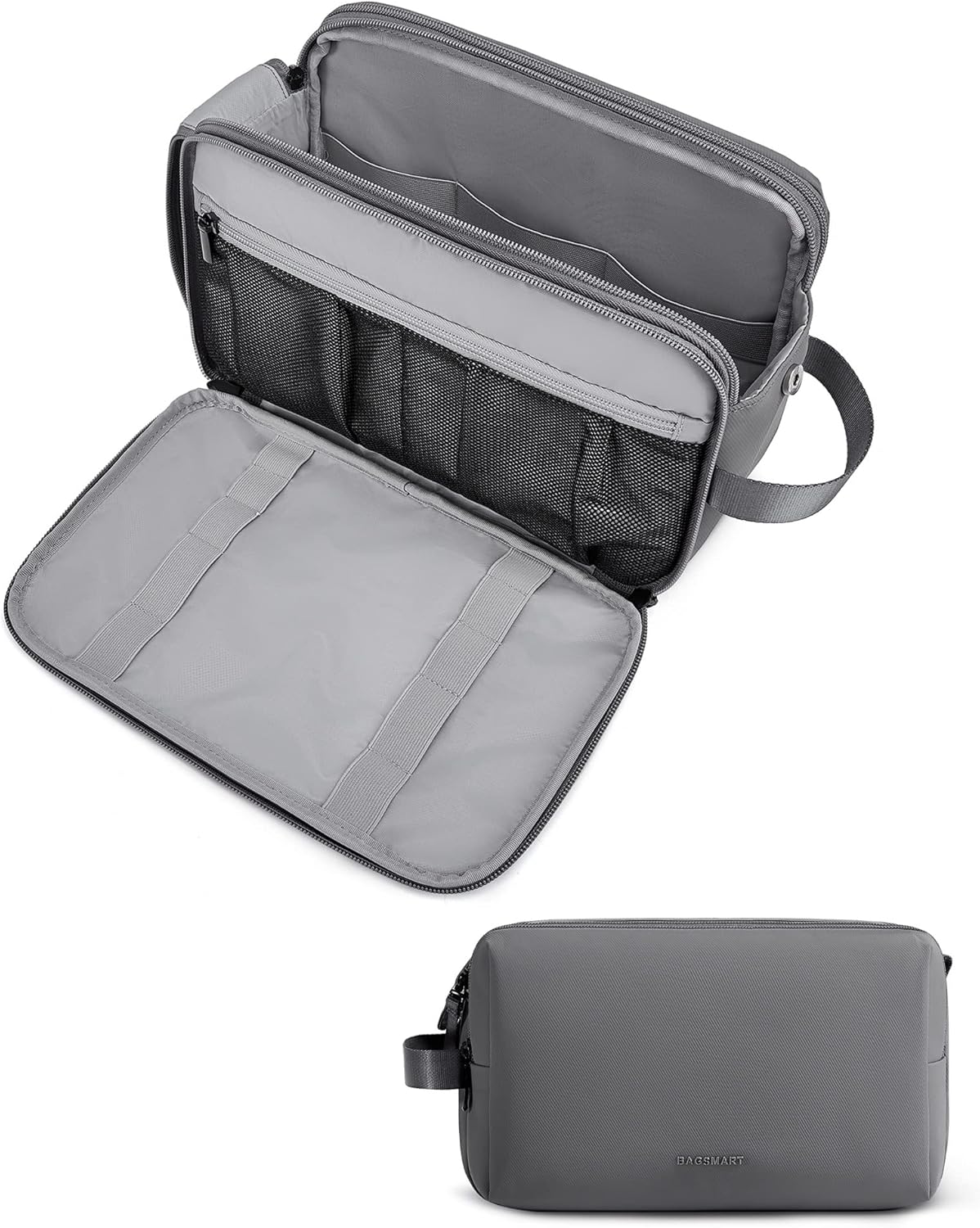 BAGSMART Toiletry Bag for Men, Travel Toiletry Organizer Dopp Kit Water-resistant Shaving Bag for Toiletries Accessories, Door Room Essentials, Black-medium