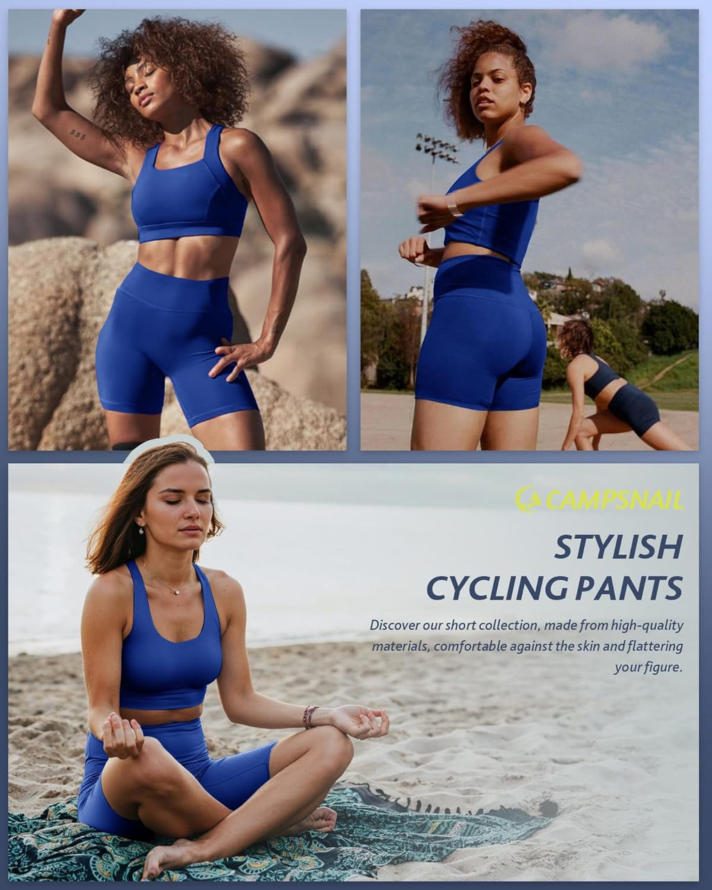 CAMPSNAIL Biker Shorts Women with Pockets - 3"/5"/8" High Waisted Workout Spandex Tummy Control Gym Running Yoga Shorts