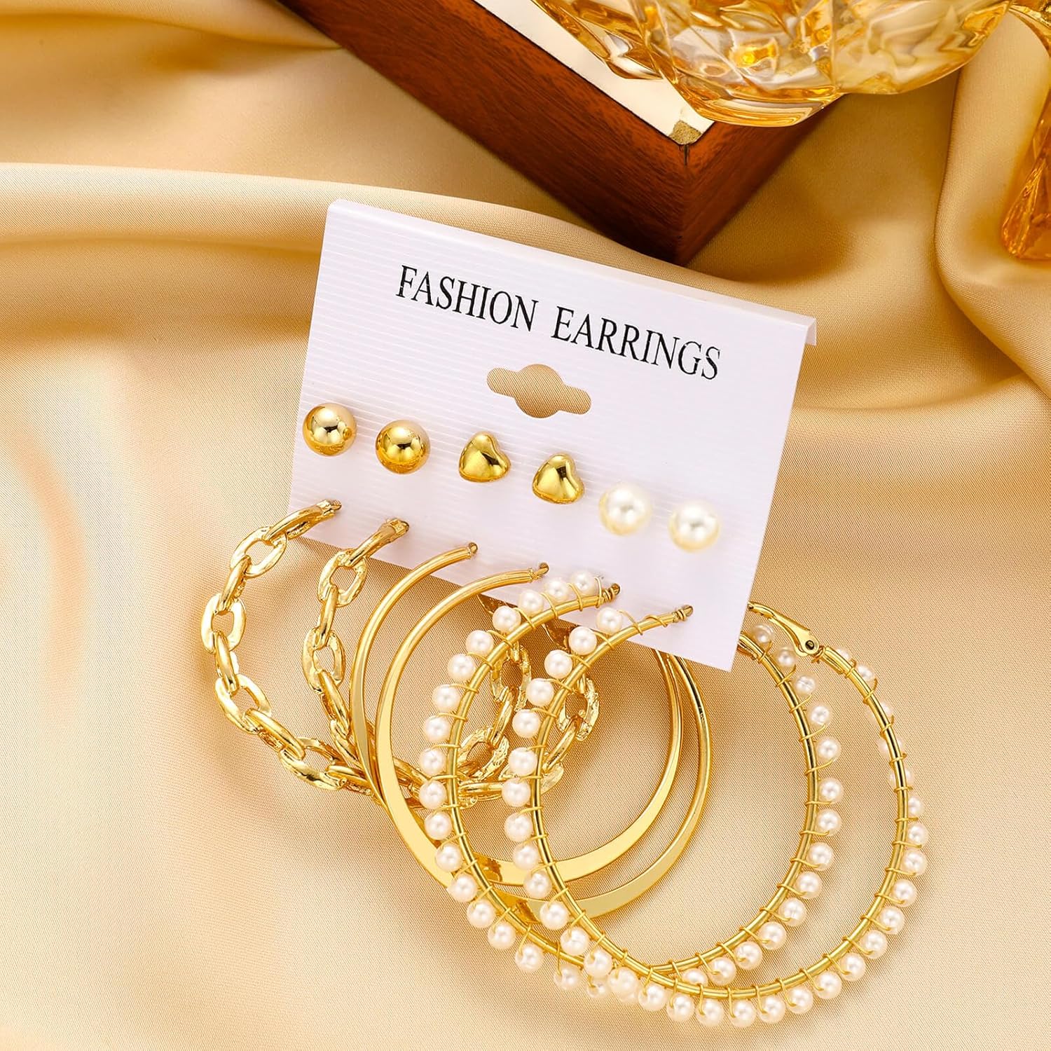 Gold Hoop Earrings Set for Women, 12 Pairs Hypoallergenic Large/Big Thin Thick Gold Hoops Earrings Loop Pack for Jewelry Gift 40mm/50mm