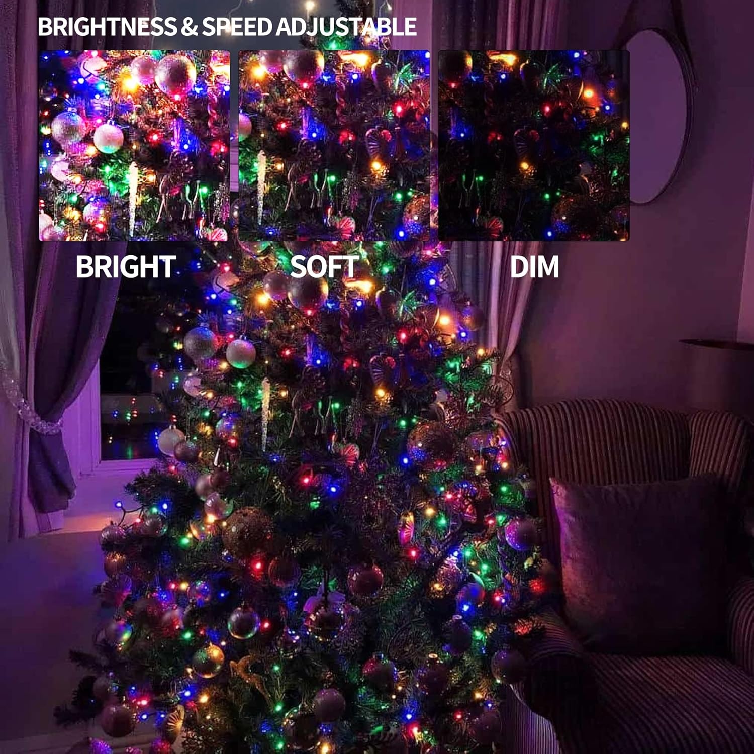 Dazzle Bright Smart Color Changing Halloween Lights, 66FT 200 LED RGB String Lights with Remote & App Controlled, Christmas Decorations for Indoor Outdoor Holiday Xmas Tree Party Decor