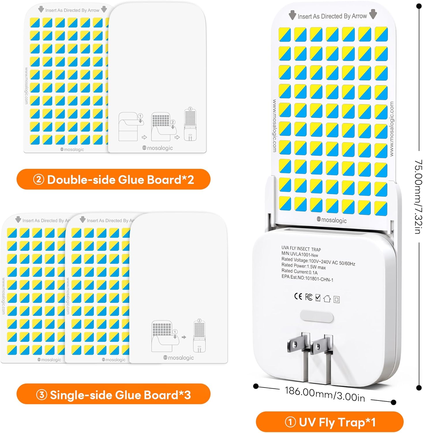 Mosalogic Fruit Fly Traps for Indoors Gnat Trap for House Indoor- 600 Sqft Protection Area UV Fly Insect Trapper for Fruit Flies，Gnat，Mosquito，and Other Flying Insect Plug in Bug Killer White