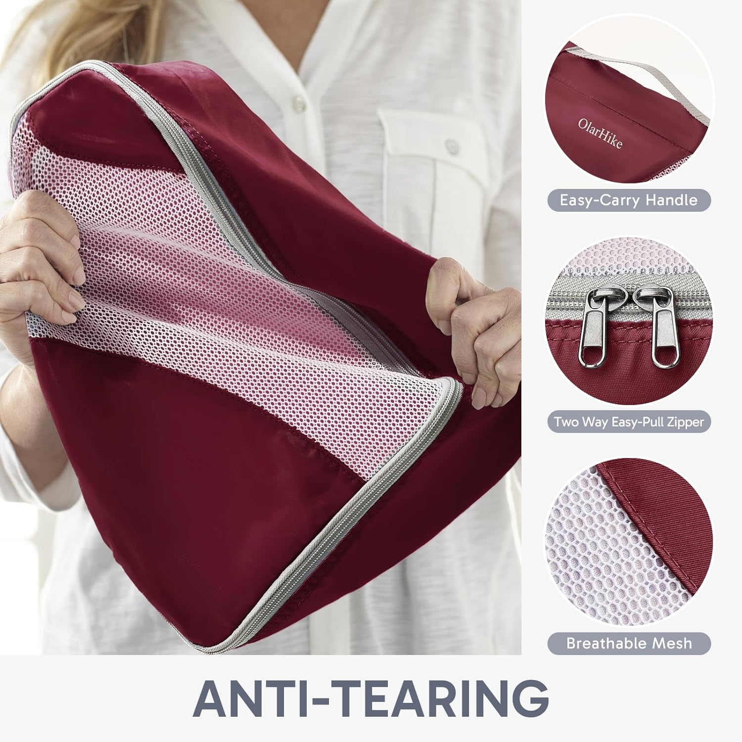 10 Set/8 Set Packing Cubes for Travel, Gifts for Women Mom,Anti-Tearing Suitcase Organizer for Luggage with Shoe & Hanging Toiletry Bag,OlarHike Vacation Essentials & Accessories for Cruise Ship,Cream