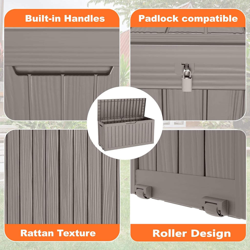 80 Gallon Resin Deck Box, Lockable Patio Outdoor Storage Box for Furniture, Garden Tools and Tools Storage, Waterproof Outside Storage Box - Black