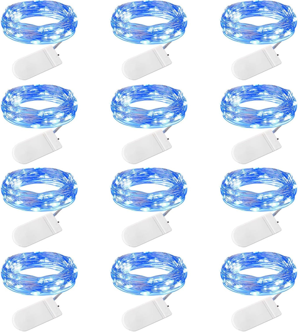 Brightown 12 Pack LED Fairy Lights Battery Operated String Lights - 7ft 20LED Waterproof Silver Wire Firefly Starry Moon Lights for DIY Crafts Wedding Table Centerpieces Party Bedroom Christmas