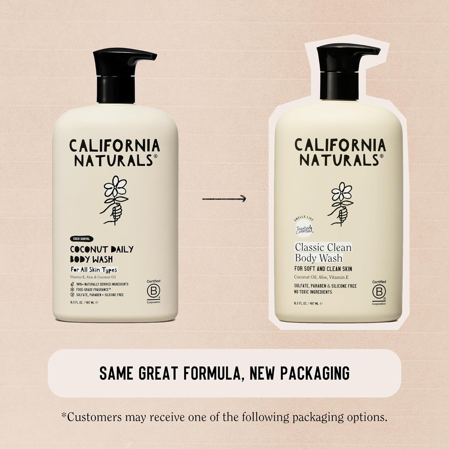 California Naturals Body Wash for Women and Men, Vitamin E Shower Gel Cleanser, Natural, Vegan & Cruelty Free, Paraben & Sulfate Free, Moisturizing Skin, Coconut, All Skin Types, 16.5 fl oz