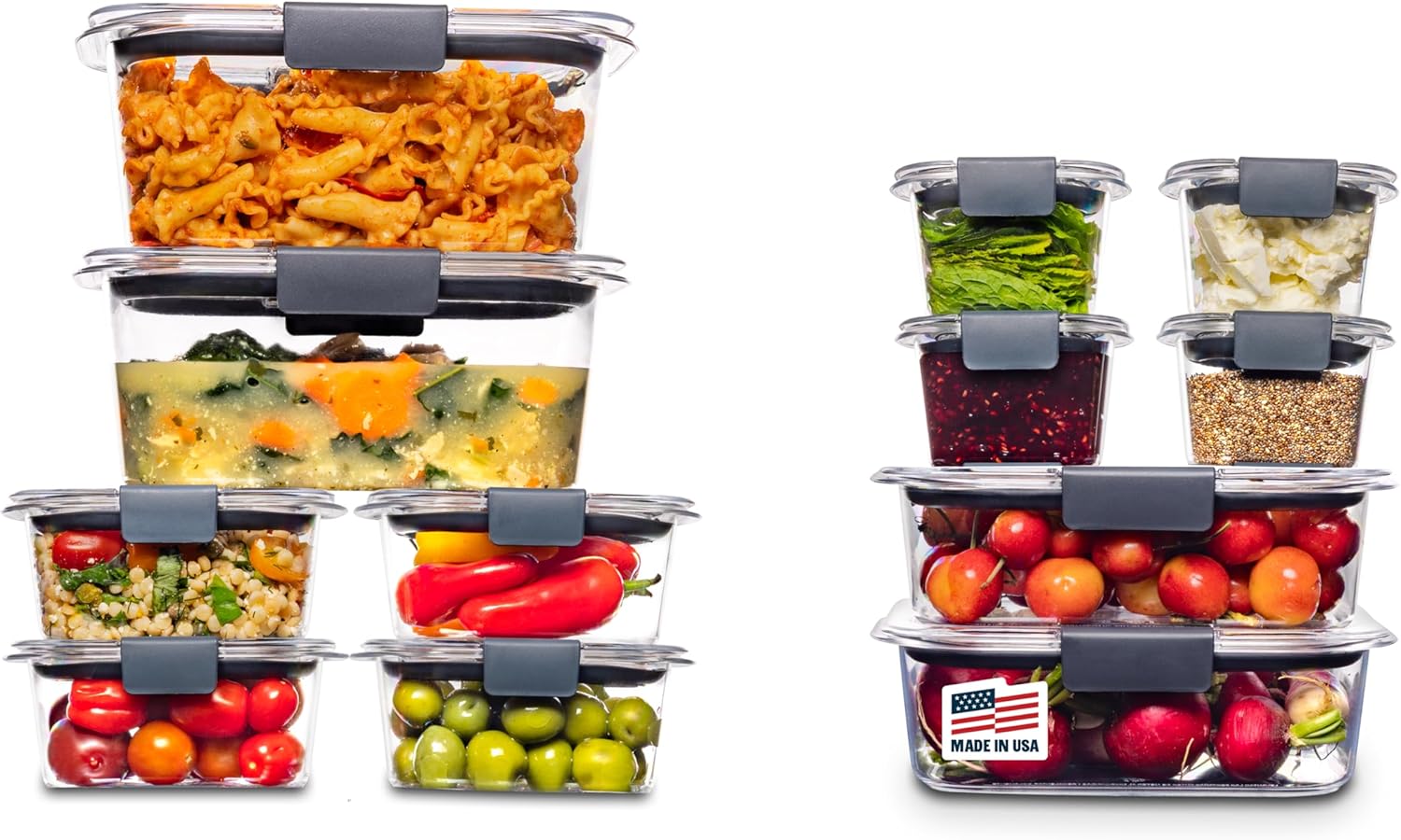 Rubbermaid Brilliance Food Storage Containers BPA Free Airtight Lids Ideal for Lunch Meal Prep & Leftovers Set of 5 (3.2 Cup)