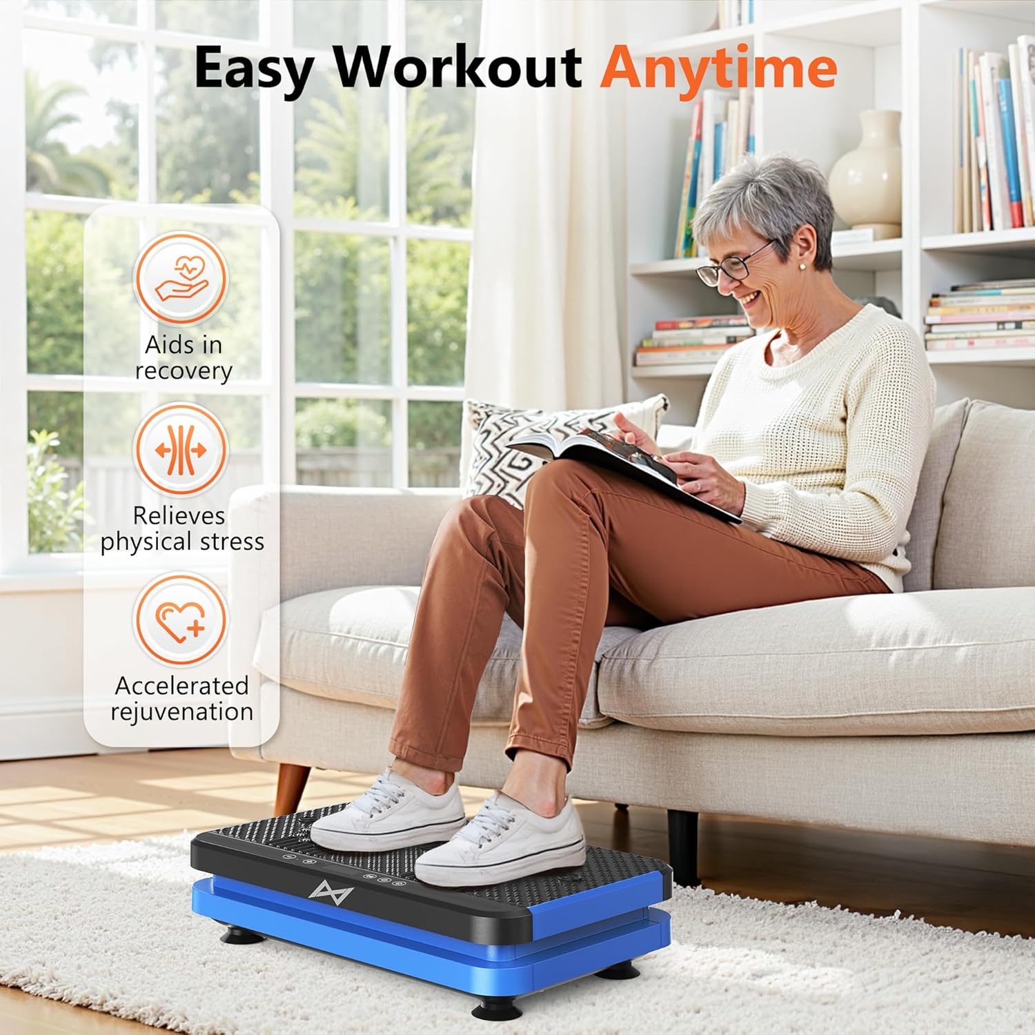 AXV Vibration Plate Fitness Platform Exercise Machine Vibrating Shaking Full Body Shaker Workout Vibrate Stand Shake Board Sport Gym for Weight Loss Fat Burner for Women Men