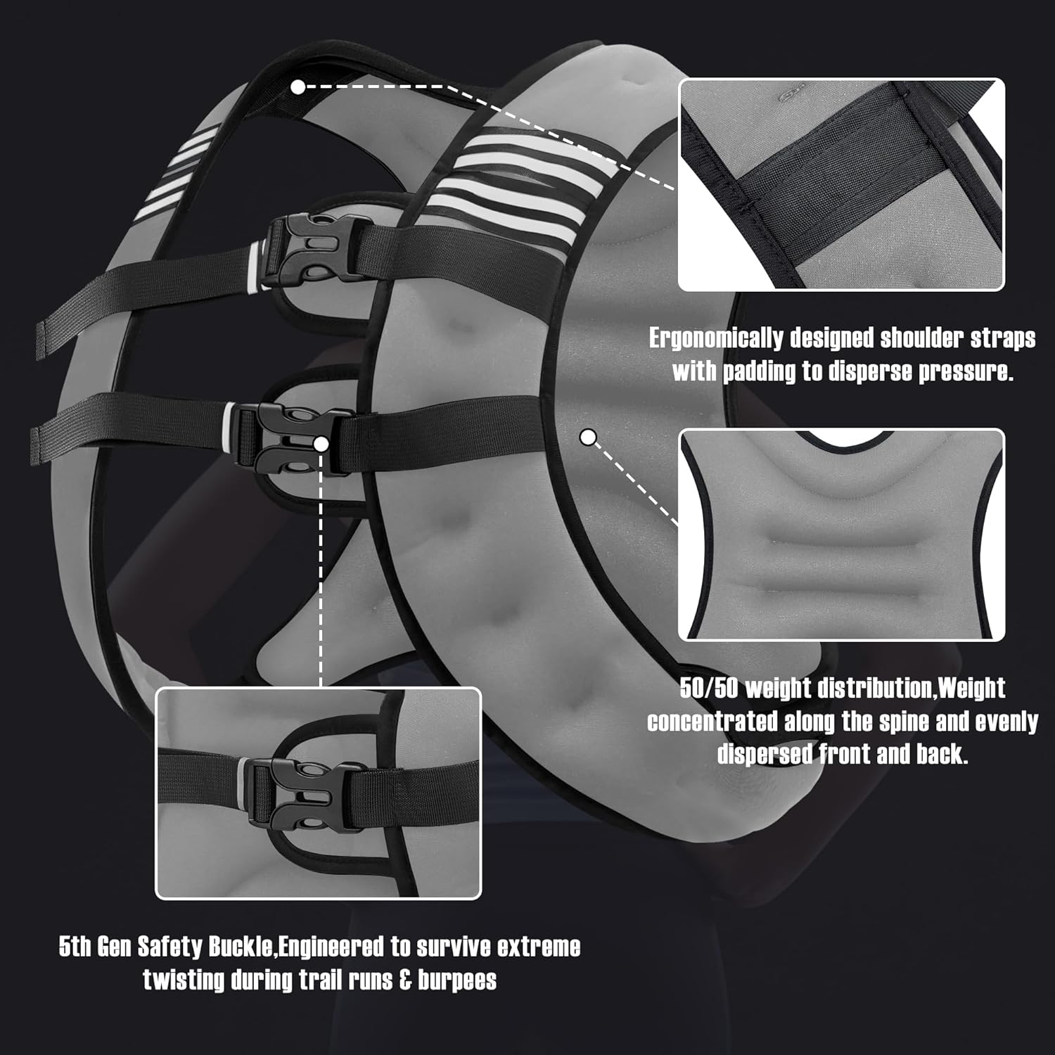 Weighted Vest Men or Women - 5/10/15/20/25/30lbs Weights with Reflective Stripe, Weighted Vest for Workout Equipment for Strength Training Running - Walking Weight Loss