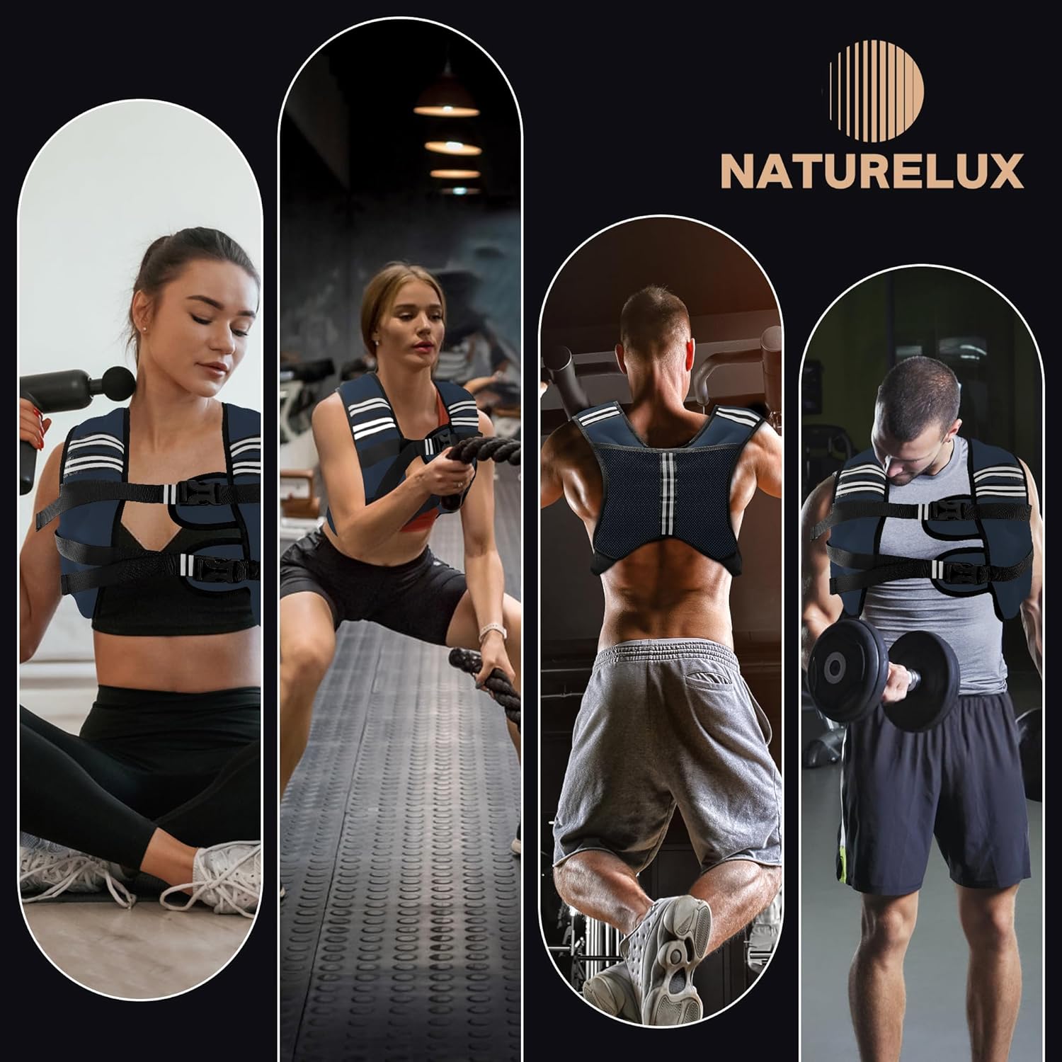 Weighted Vest Men or Women - 5/10/15/20/25/30lbs Weights with Reflective Stripe, Weighted Vest for Workout Equipment for Strength Training Running - Walking Weight Loss