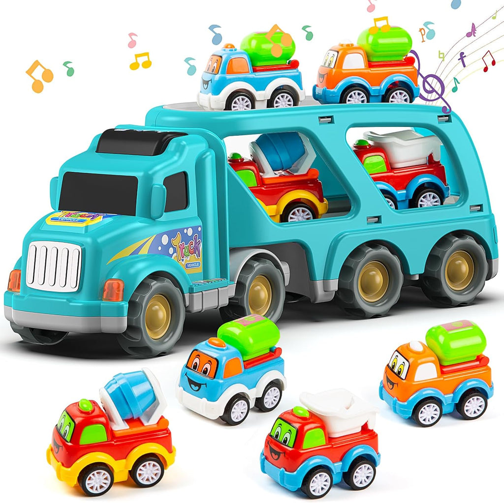 Veslier Construction Truck Toys for Boys Girls Age 1 2 3 4 5 6 Years Old，Carrier Transport Trucks for Kids 1-3 3-5 Year Old，Christmas Birthday Gift Toddler Toys.