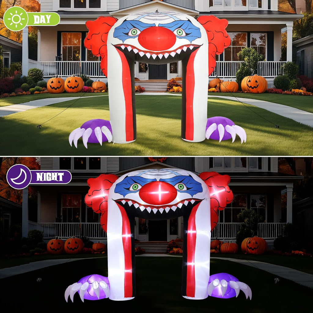 ZPISF Giant 10 FT Halloween Inflatables Clown Archway Outdoor Decorations, Scary Halloween Arch Blow Up Yard Decorations for Front Yard Lawn Garden Decor